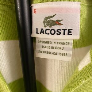 Lacoste Lime and White Knit Top